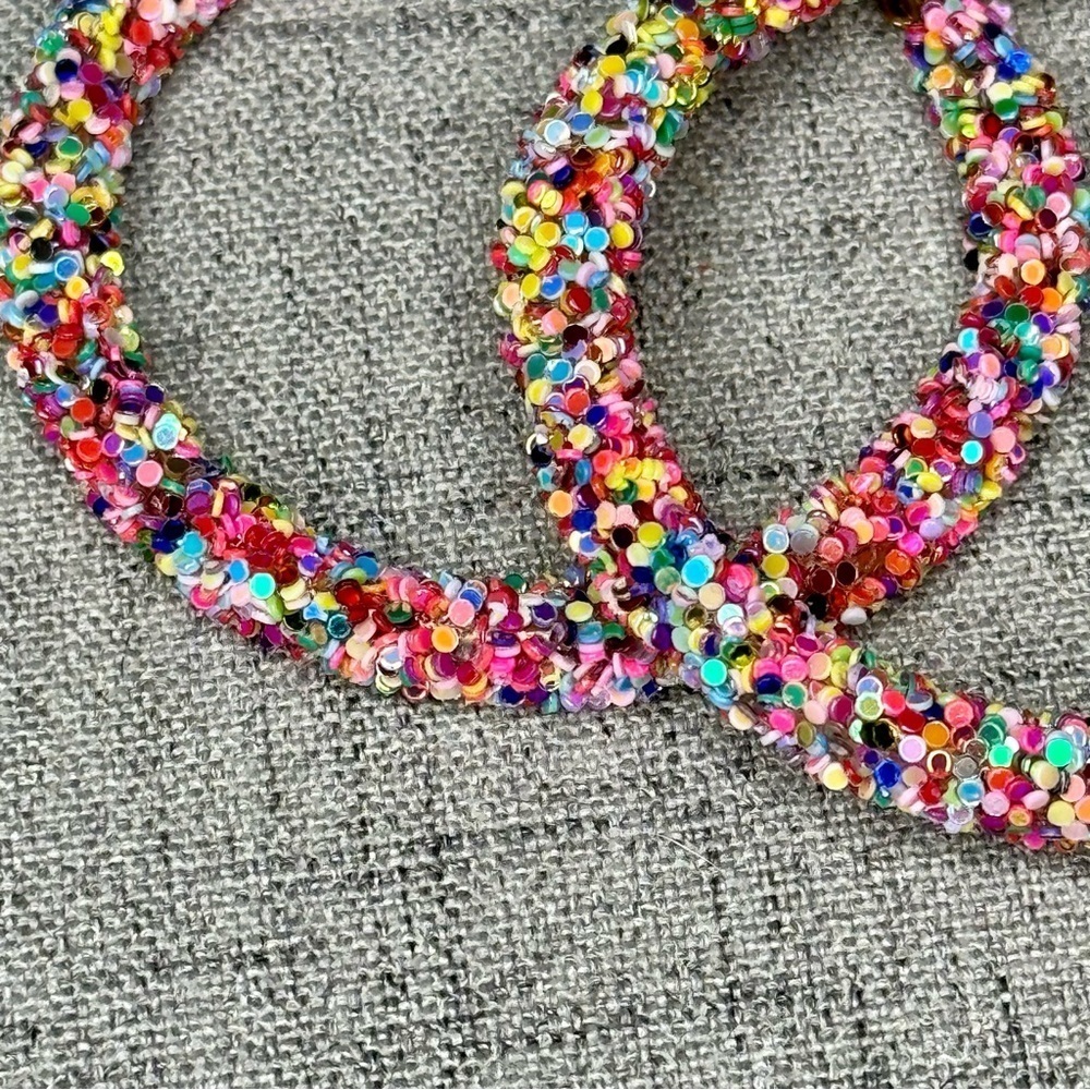 Confetti Glitter Gold Hoop Earrings Multi Color Nwt - Picture 6 of 8